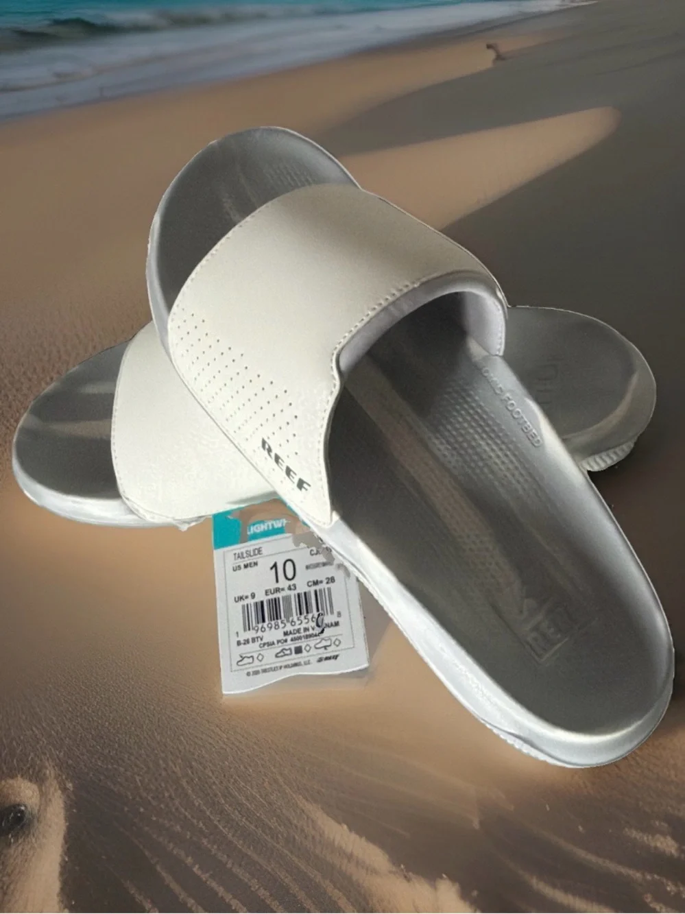 REEF Men's Size 10 Tailslide Slip-On Sandals. White. New with Tags